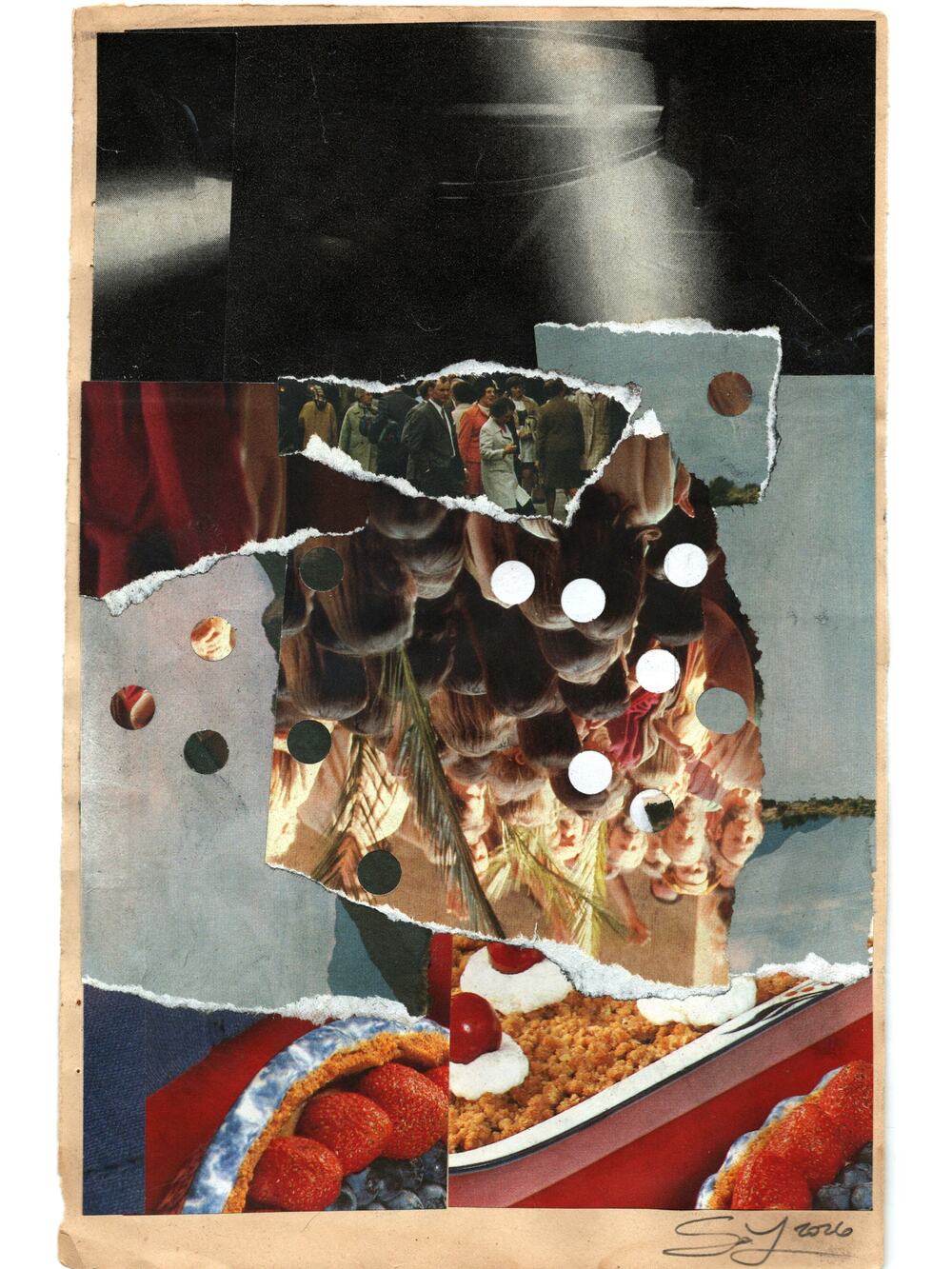 Original Mixed Media Modern Art Collage "Isacoustic" 6.25x10" Signed